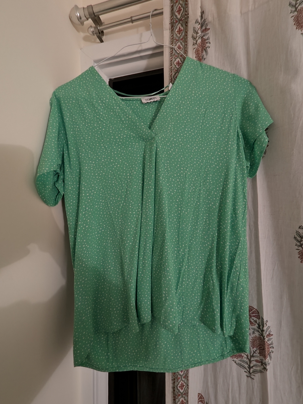 Esprit Mint Green Polka Dot V-Neck Short Sleeve Blouse